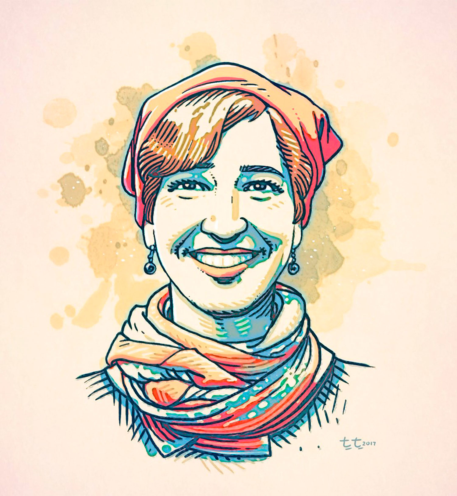 Nuriye Gülmen, activista. Ilustración de Tarik Tolunay